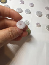 Load image into Gallery viewer, 11.9-19.7mm Type A 100% Natural light purple white gary Jadeite Jade Safety Guardian Button donuts Pendant group AA69
