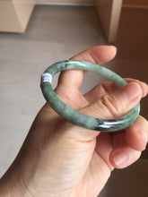 Load image into Gallery viewer, 56mm Certified Type A 100% Natural watermelon rind &amp; Smoky Black-Gray(WuJi) Jadeite round cut Jadeite bangle AZ181-0513
