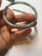 Load image into Gallery viewer, 57.8mm Certified type A 100% Natural light green with green floating flowers round cut Jadeite bangle J129-3397
