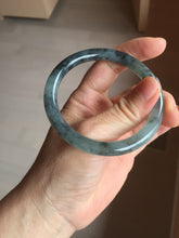 Load image into Gallery viewer, 55.4mm Certified Type A 100% Natural icy watery dark green/gray round cut Jadeite bangle AA133-6936
