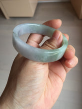 Load image into Gallery viewer, 52.4mm Certified 100% natural Type A half dark green gray black(油青) half light purple Breeze of Provence series((普罗旺斯的风)) square jadeite jade bangle AZ177-0508

