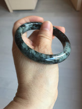 Load image into Gallery viewer, 55mm Certified Type A 100% Natural dark green black/white (black water and white mountains,白山黑水) Jadeite bangle PD140-6240
