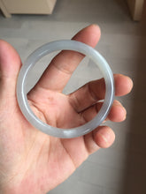 Load image into Gallery viewer, 53.7mm certified 100% Natural icy watery white gray nephrite bangle HN158-9155
