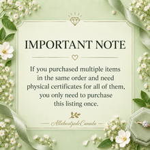 Load image into Gallery viewer, Certificate Shipped Separately – Shipping Fee Applies
