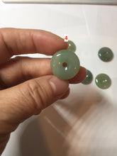 Load image into Gallery viewer, 17.8mm Type A 100% Natural icy watery dark green white gray Jadeite Jade Safety Guardian Button donuts Pendant group PB151
