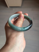 Load image into Gallery viewer, 56.6mm certified 100% natural Type dark green/ gray jadeite jade bangle AU56-4021
