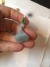 Load image into Gallery viewer, 100% Natural type A dark green/purple/gray Jadeite Jade lotus pod hanger BF40
