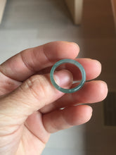 Load image into Gallery viewer, 17.3mm US Size 7 100% natural type A icy watery green/blue icy watery Guatemala jadeite jade band ring group PH224
