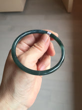 Load image into Gallery viewer, 58.3mm Certified Type A 100% Natural dark green/blue/gray Guatemala slim round cut Jadeite bangle BP201-5512
