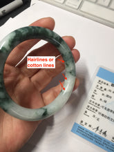 Load image into Gallery viewer, 55.5mm certified 100% natural Type A silent snow and green fire forest round cut jadeite jade bangle AA35-4285
