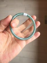 Load image into Gallery viewer, 55.7mm Certified Type A 100% Natural dark green/blue/gray Guatemala slim round cut Jadeite bangle PH174-8132
