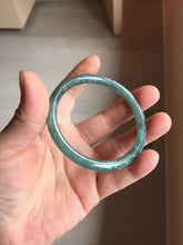 Load image into Gallery viewer, 54mm Type A 100% Natural Light Green/Gray/Black/Purple/Brown “Reed Flowers &amp; Snow” Guatemala Slim Round Cut Jadeite Bangle PJ126-1420
