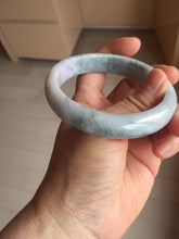 Load image into Gallery viewer, 58.5mm certified 100% natural Type A light green/purple white Snowy Pine Forest jadeite jade bangle J125-3067
