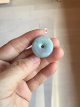 Load image into Gallery viewer, 19.7-27.5mm Type A 100% Natural light green white Jadeite Jade Safety Guardian Button donuts couple pendant PC130
