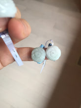Load image into Gallery viewer, 100% natural type A light green/white carved flower with woven cord jadeite jade ring PC126
