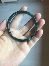 Load image into Gallery viewer, 56.2mm Certified Type A 100% Natural icy watery dark green/blue/gray Guatemala slim round cut Jadeite bangle PD62-3386
