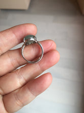 Load image into Gallery viewer, 100% natural type A dark green gray four-prong jadeite jade ring PC6
