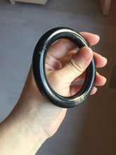 Load image into Gallery viewer, 56mm certified 100% Natural black meteorite chubby round cut nephrite bangle HN36-3600
