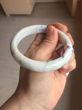 Load image into Gallery viewer, 59.4mm Certificated Type A 100% Natural White purple with green floating flowers Jadeite Jade bangle G110-1-9523
