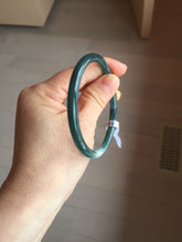Load image into Gallery viewer, 59mm Certified Type A 100% Natural dark green/blue/gray with Guatemala slim round cut Jadeite bangle PH22-2330
