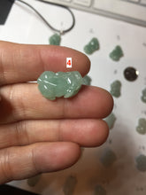 Load image into Gallery viewer, 100% natural type A icy watery jadeite jade green/white 3D PiXiu(貔貅) pendant group necklace F160
