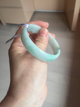 Load image into Gallery viewer, 52mm certified Type A 100% Natural sunny green white(白底青) thin style Jadeite jade bangle AZ160-1594
