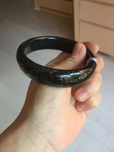 Load image into Gallery viewer, 60.3mm 100% Natural dark green/black meteorite Stellar Night sky nephrite bangle HN26-7598
