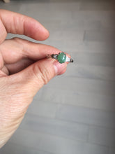 Load image into Gallery viewer, 100% natural type A icy watery green dark green four-prong jadeite jade ring group PB130
