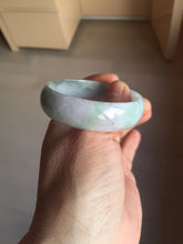 Load image into Gallery viewer, 52mm certified 100% natural Type A light green white purple gray with green floating flowers thin jadeite bangle PF57-5619
