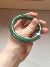Load image into Gallery viewer, 56.3mm certified 100% Natural dark green black (碧玉) nephrite Jade bangle HT104-1584
