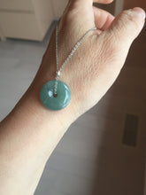 Load image into Gallery viewer, 18mm Type A 100% Natural light green blue Jadeite Safety Guardian Button donuts pendant PF23
