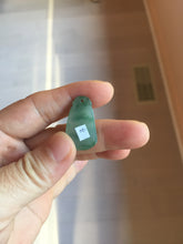 Load image into Gallery viewer, 100% Natural type A icy watery dark green/black/gary with green flying flowers Jadeite Jade belssed melon pendant PC124-3
