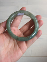 Load image into Gallery viewer, 57.2mm certified Type A 100% Natural icy watery dark green gray Jadeite Jade bangle PC14-0371
