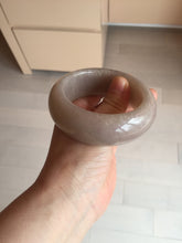 Load image into Gallery viewer, 53mm 100% natural light purple/pale pink/beige with flying snow chubby Quartzite (Shetaicui jade) bangle SY77
