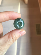 Load image into Gallery viewer, 18.5-21mm Type A 100% Natural oily dark green gray Jadeite Jade Safety Guardian Button donuts couple pendant PC131
