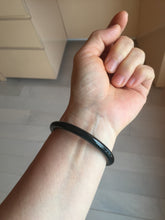 Load image into Gallery viewer, 51.5mm Certified Type A 100% Natural dark green/black/gray Guatemala slim round cut Jadeite bangle GL30-30-0452
