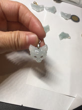 Load image into Gallery viewer, 100% natural type A white light green jadeite jade fox mask pendant necklace PD101
