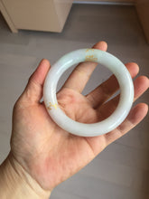 Load image into Gallery viewer, 59.2mm Certified 100% Natural type A light green/purple carved and golden-painted chubby round cut Jadeite Jade bangle PA174-(8571)
