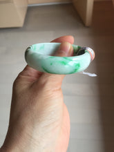 Load image into Gallery viewer, 46.7mm certified Type A 100% Natural sunny green/brown/white(白底青) kids Jadeite Jade bangle/scarf buckle PJ67-0098
