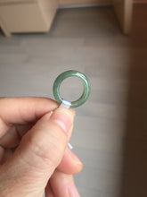 Load image into Gallery viewer, 100% natural type A ice watery oily dark green/gray/black(冰油青) jadeite jade band ring PB121
