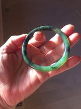 Load image into Gallery viewer, 54.4mm Certified 100% Natural Fresh Young Green/Dark Green/Black Green Ink Painting (绿水墨) Round Cut Nephrite (Wulanhai 乌兰海碧玉) Bangle HF134-7304
