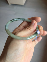 Load image into Gallery viewer, 55.6mm Certified Type A 100% Natural green/black/gray/purple with dark green floating flowers slim round cut Jadeite bangle PD46-5748
