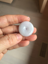 Load image into Gallery viewer, 22.3-26.6mm Type A 100% Natural light purple white Jadeite Jade Safety Guardian Button donuts Pendant BF136
