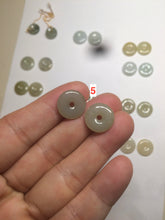 Load image into Gallery viewer, 12.5mm 100% Natural icy watery light green/yellow softy button donut dangling jadeite Jade earring group B207
