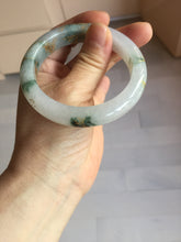 Load image into Gallery viewer, 55mm 100% Natural type A green white green floating flowers carved and golden-painted Jadeite Jade bangle PA168-2337
