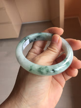 Load image into Gallery viewer, 56.5mm Certified Type A 100% Natural light purple white green with green floating flowers jadeite Jade bangle PB295-7300

