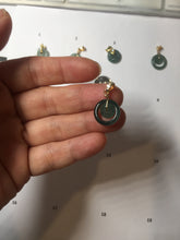 Load image into Gallery viewer, 12.5–14.5mm Type A 100% Natural Icy Watery Light Green Dark Green Gray Guaremala Jadeite Jade Concentric Ring Safety Guardian Donut Mom and Daughter Pendant 子母扣 BH122
