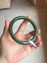 Load image into Gallery viewer, 61.5mm certified 100% Natural dark green black (碧玉) round cut nephrite Jade bangle HT105-1579
