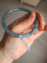 Load image into Gallery viewer, 58.5mm Certified Type A 100% Natural dark green/blue/gray Guatemala slim round cut Jadeite bangle PH7-2347
