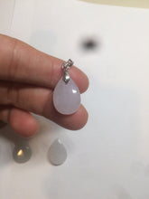 Load image into Gallery viewer, 100% natural icy watery green/white/purple type A jadeite jade water drop pendant necklace group A122
